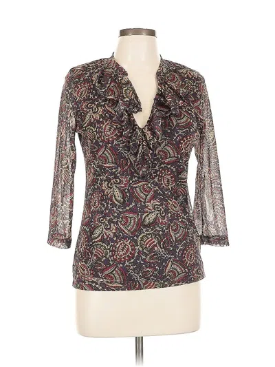 Pre-owned Chaps 3/4 Sleeve Blouse In Brown