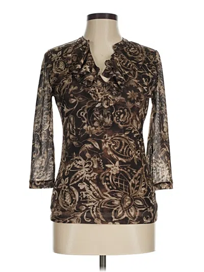 Pre-owned Chaps 3/4 Sleeve Blouse In Brown