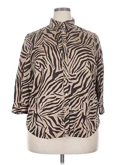 Pre-owned Chaps 3/4 Sleeve Blouse In Brown