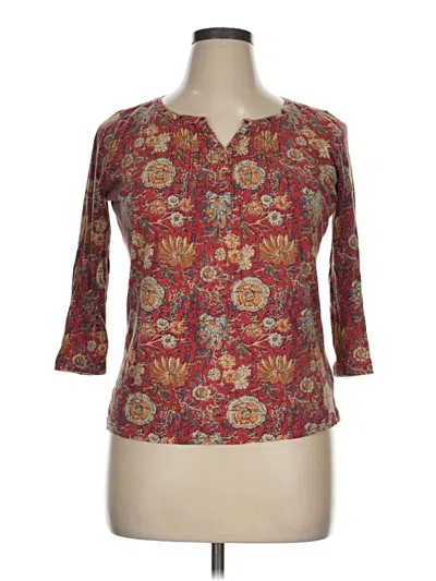 Pre-owned Chaps 3/4 Sleeve Blouse In Burgundy