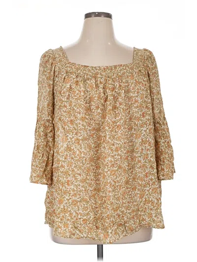 Pre-owned Chaps 3/4 Sleeve Blouse In Gold
