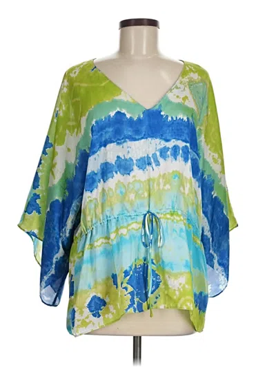 Pre-owned Chaps 3/4 Sleeve Blouse In Green