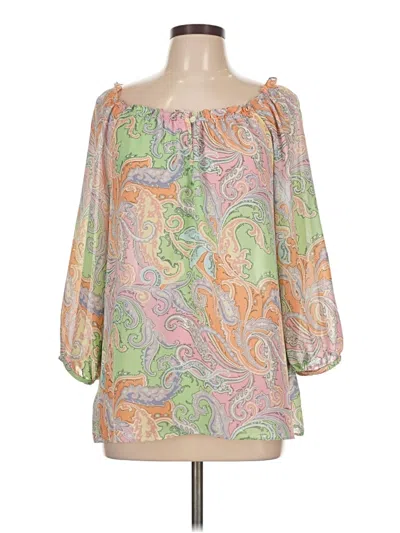 Pre-owned Chaps 3/4 Sleeve Blouse In Green
