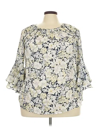 Pre-owned Chaps 3/4 Sleeve Blouse In Ivory