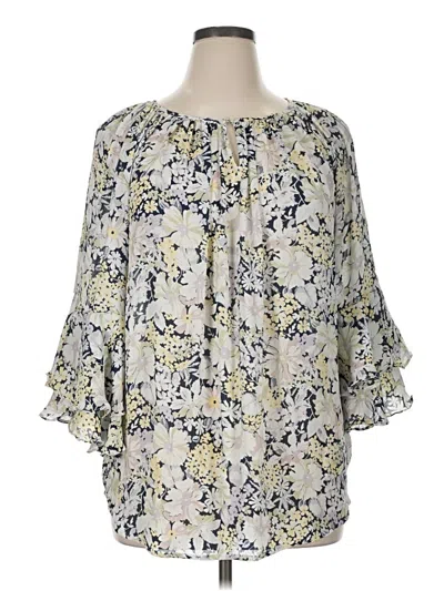 Pre-owned Chaps 3/4 Sleeve Blouse In Ivory