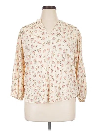 Pre-owned Chaps 3/4 Sleeve Blouse In Ivory