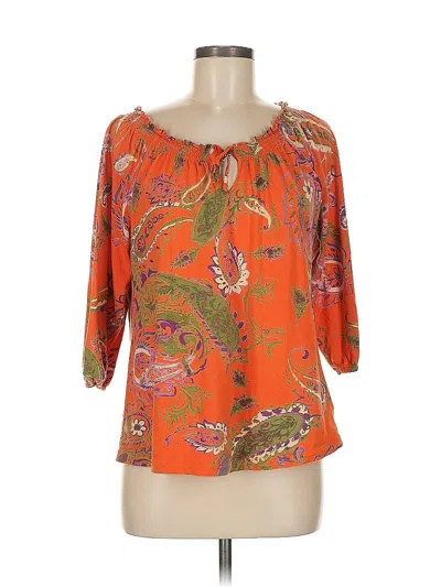 Pre-owned Chaps 3/4 Sleeve Blouse In Orange