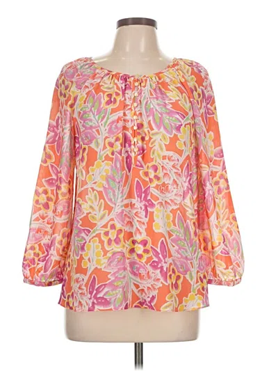 Pre-owned Chaps 3/4 Sleeve Blouse In Orange