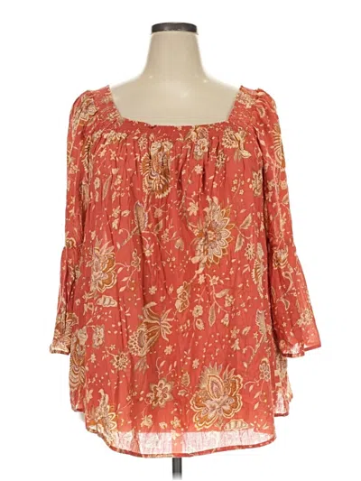 Pre-owned Chaps 3/4 Sleeve Blouse In Orange