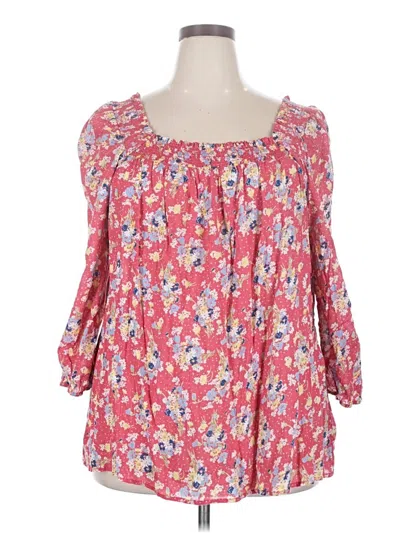Pre-owned Chaps 3/4 Sleeve Blouse In Pink