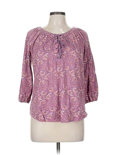 Pre-owned Chaps 3/4 Sleeve Blouse In Purple