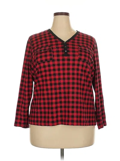 Pre-owned Chaps 3/4 Sleeve Blouse In Red