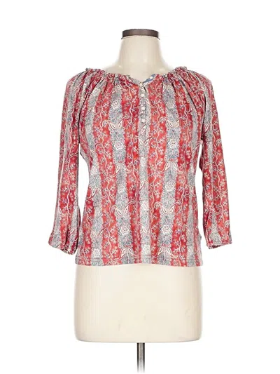 Pre-owned Chaps 3/4 Sleeve Blouse In Red
