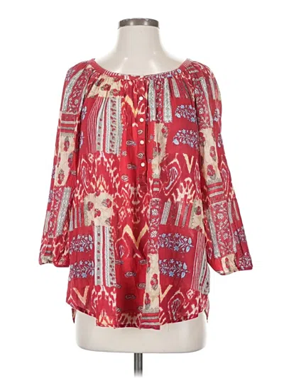 Pre-owned Chaps 3/4 Sleeve Blouse In Red