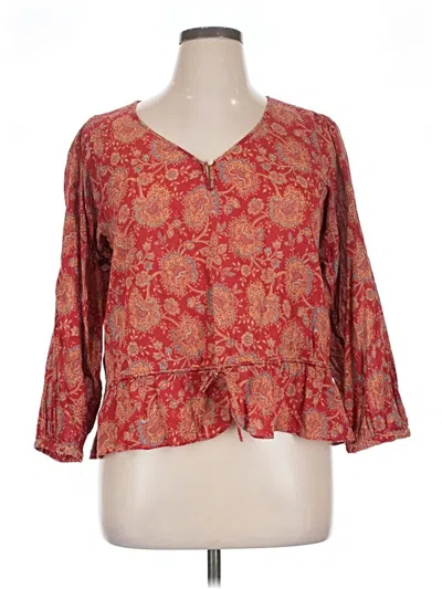 Pre-owned Chaps 3/4 Sleeve Blouse In Red