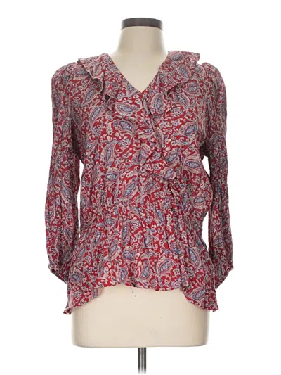 Pre-owned Chaps 3/4 Sleeve Blouse In Red