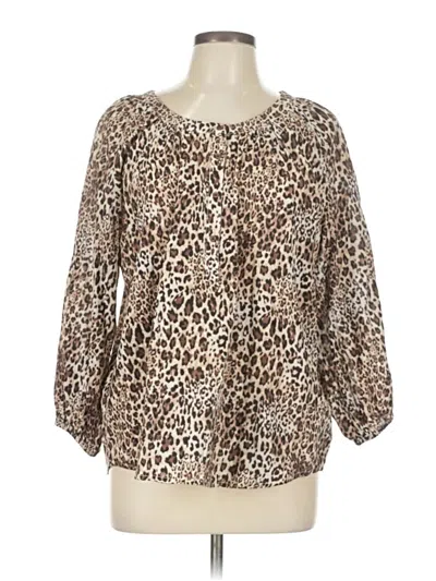 Pre-owned Chaps 3/4 Sleeve Blouse In Tan