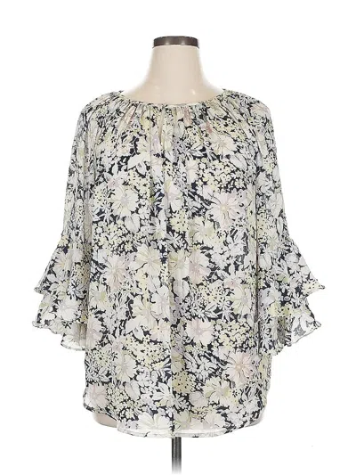 Pre-owned Chaps 3/4 Sleeve Blouse In White