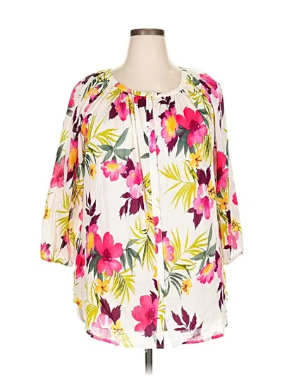 Pre-owned Chaps 3/4 Sleeve Blouse In White