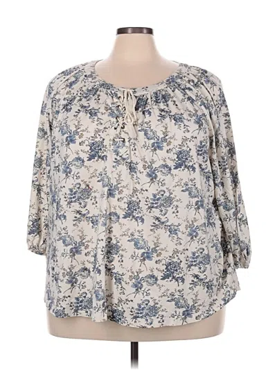 Pre-owned Chaps 3/4 Sleeve Blouse In White