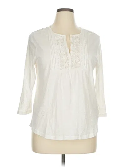 Pre-owned Chaps 3/4 Sleeve Blouse In White