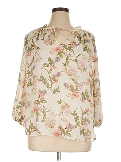 Pre-owned Chaps 3/4 Sleeve Blouse In White