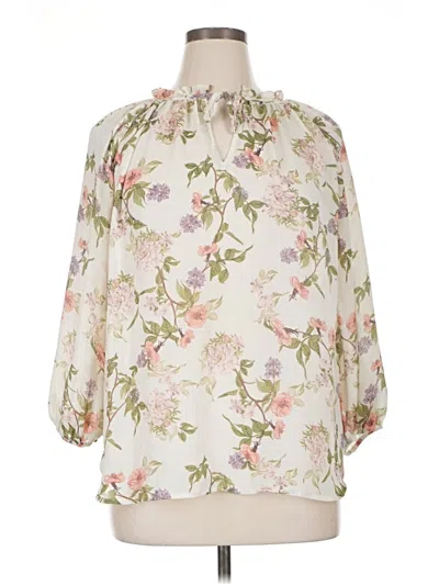 Pre-owned Chaps 3/4 Sleeve Blouse In White