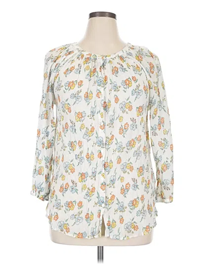 Pre-owned Chaps 3/4 Sleeve Blouse In White