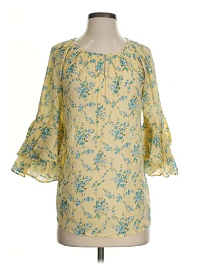 Pre-owned Chaps 3/4 Sleeve Blouse In Yellow