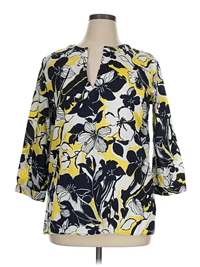Pre-owned Chaps 3/4 Sleeve Blouse In Yellow