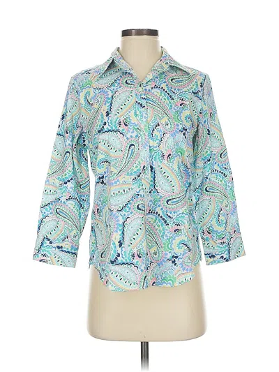 Pre-owned Chaps 3/4 Sleeve Button Down Shirt In Blue