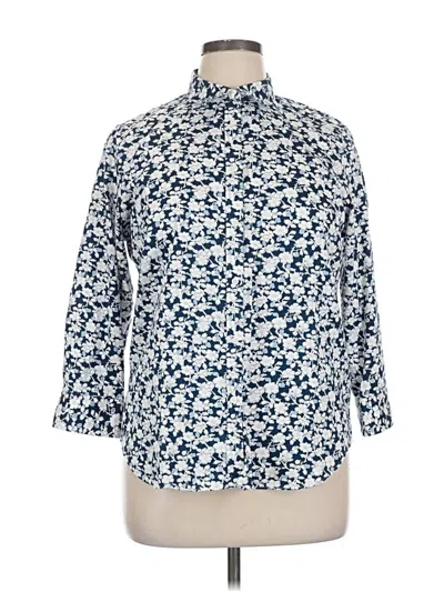 Pre-owned Chaps 3/4 Sleeve Button Down Shirt In Blue