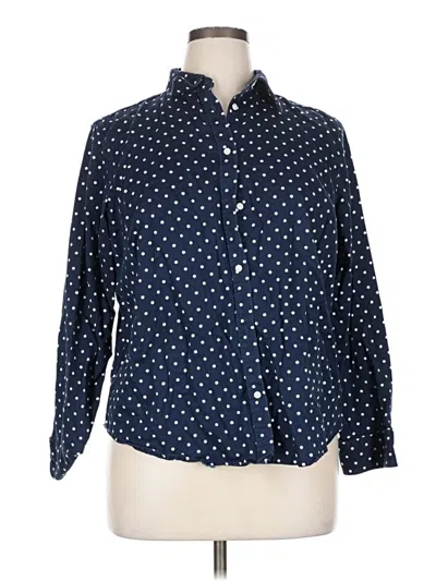 Pre-owned Chaps 3/4 Sleeve Button Down Shirt In Blue