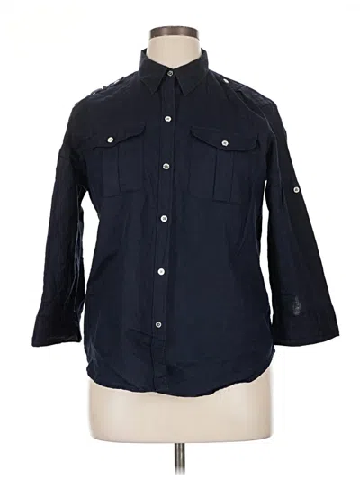 Pre-owned Chaps 3/4 Sleeve Button Down Shirt In Blue