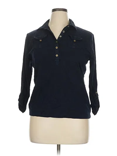 Pre-owned Chaps 3/4 Sleeve Button Down Shirt In Blue