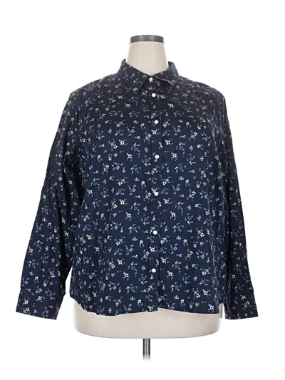 Pre-owned Chaps 3/4 Sleeve Button Down Shirt In Blue