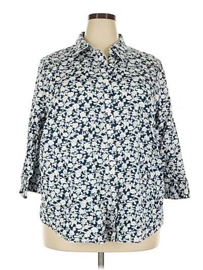 Pre-owned Chaps 3/4 Sleeve Button Down Shirt In Blue