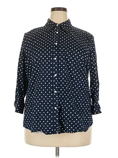 Pre-owned Chaps 3/4 Sleeve Button Down Shirt In Blue
