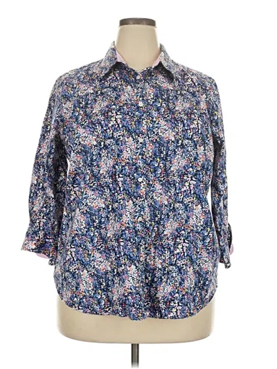 Pre-owned Chaps 3/4 Sleeve Button Down Shirt In Blue