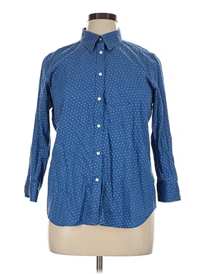 Pre-owned Chaps 3/4 Sleeve Button Down Shirt In Blue