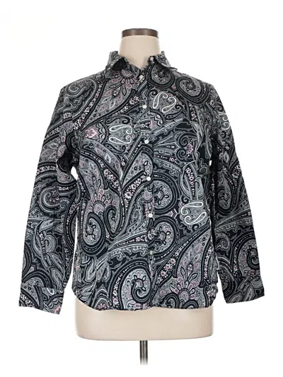 Pre-owned Chaps 3/4 Sleeve Button Down Shirt In Gray