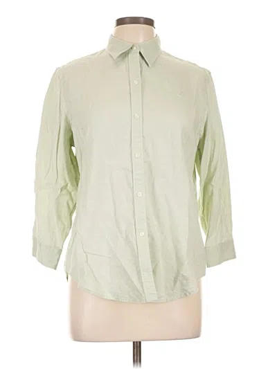 Pre-owned Chaps 3/4 Sleeve Button Down Shirt In Green