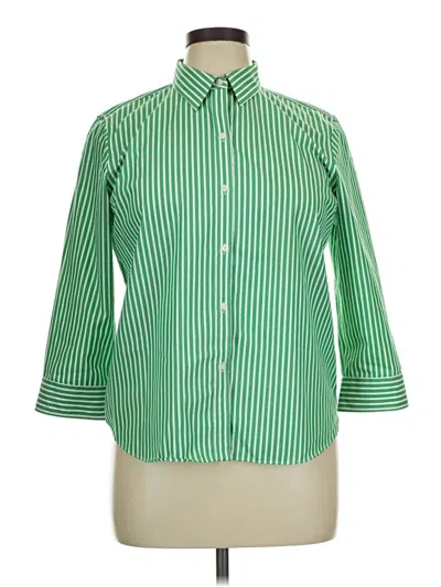 Pre-owned Chaps 3/4 Sleeve Button Down Shirt In Green