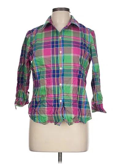 Pre-owned Chaps 3/4 Sleeve Button Down Shirt In Green