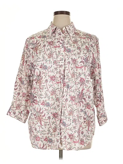 Pre-owned Chaps 3/4 Sleeve Button Down Shirt In Ivory