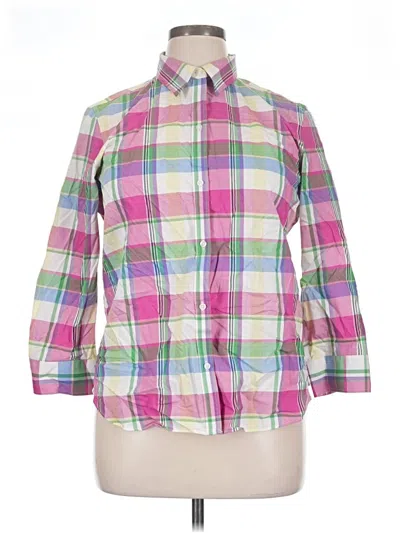 Pre-owned Chaps 3/4 Sleeve Button Down Shirt In Pink