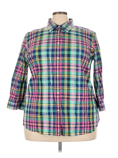 Pre-owned Chaps 3/4 Sleeve Button Down Shirt In Pink
