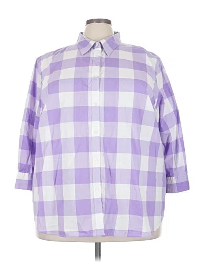 Pre-owned Chaps 3/4 Sleeve Button Down Shirt In Purple