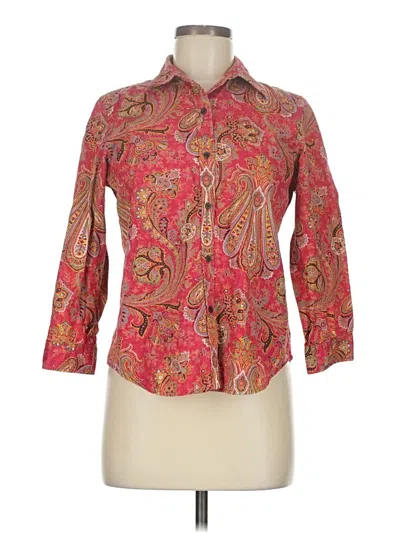 Pre-owned Chaps 3/4 Sleeve Button Down Shirt In Red