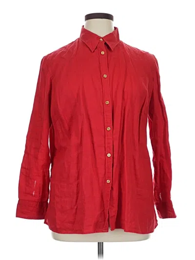 Pre-owned Chaps 3/4 Sleeve Button Down Shirt In Red